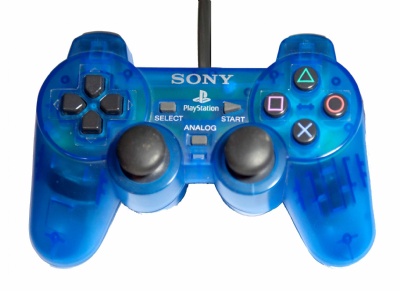 PS1 Official DualShock Controller (SCPH-1200) (Transparent Blue) - Playstation