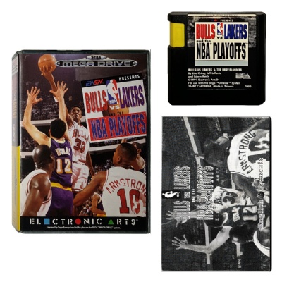 Bulls Vs Lakers NBA Playoffs Sega Genesis Game & Box No Manual 