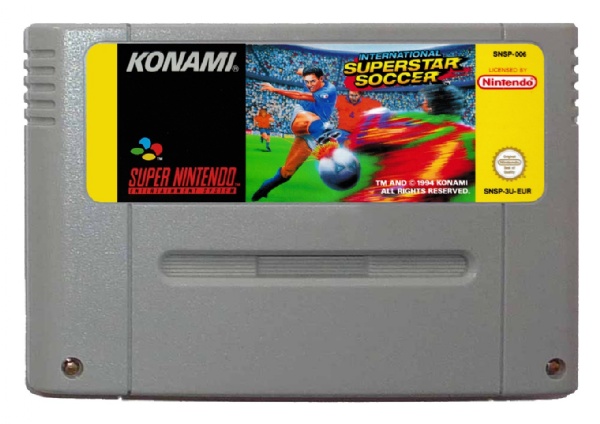 Cartucho de Super Nintendo International Superstar Soccer com Caixa e Berço